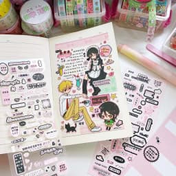 WAKAWAKA Scrapbook Sticker Sweet Call Text Decorative Stickers Pink Black Decal Card Sticker For Arts Diy Crafts Album Journal