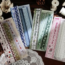 30pcs Handbook Lace Series Creative Retro Lace Ribbon Strip Stickers Scrapbook DIY Aesthetic Material Stationery Stickers