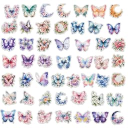 50/100PCS Butterfly Flower Exquisite Stickers Cartoon Color High Beauty Handbooks Phone Cases Laptop Tablets Decorative Stickers