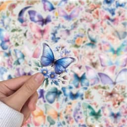 50/100PCS Butterfly Flower Exquisite Stickers Cartoon Color High Beauty Handbooks Phone Cases Laptop Tablets Decorative Stickers