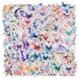 50/100PCS Butterfly Flower Exquisite Stickers Cartoon Color High Beauty Handbooks Phone Cases Laptop Tablets Decorative Stickers