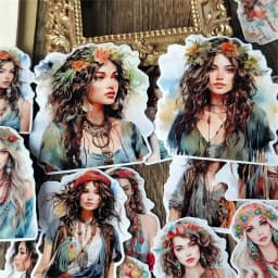 Lovely Persian Mian tribe girl Hand Account Stickers Cute Mobile Phone Tablet Ins Wind Character Decoration  Material Stationery