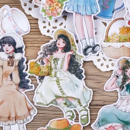 20pcs Forest Girl Diary Stickers Cute Waterproof Stationery DIY Cartoon Characters Japanese Style Children's Decoration