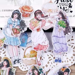 20pcs Forest Girl Diary Stickers Cute Waterproof Stationery DIY Cartoon Characters Japanese Style Children's Decoration