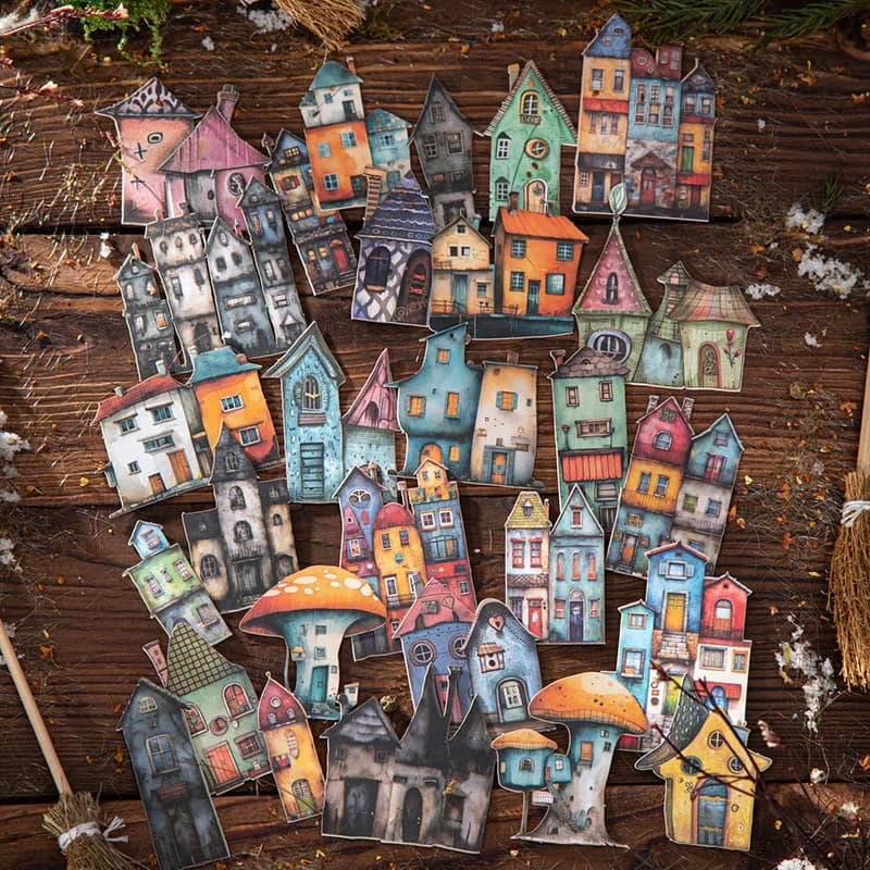 Journal GO 15pcs Weird House Collage Junk Journal Decor Stickers Unique Cottage Vintage Sticker for Journal Scrapbooking Card