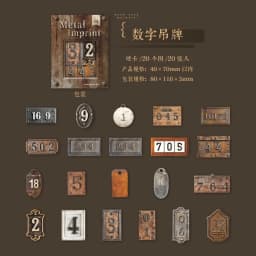 Journal GO 20pcs Vintage Metal Imprint Stickers for Scrapbooking Collage Junk Journal Decor Planner Card Craft Making Assets