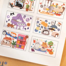 2sheets Kawaii Cat Daily Cartoon Die Cutting Stickers DIY Diary Phone Case Scrapbook Aesthetics Stationery Stickers