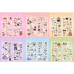 2sheets Kawaii Cat Daily Cartoon Die Cutting Stickers DIY Diary Phone Case Scrapbook Aesthetics Stationery Stickers