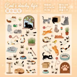 2sheets Kawaii Cat Daily Cartoon Die Cutting Stickers DIY Diary Phone Case Scrapbook Aesthetics Stationery Stickers