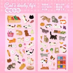 2sheets Kawaii Cat Daily Cartoon Die Cutting Stickers DIY Diary Phone Case Scrapbook Aesthetics Stationery Stickers