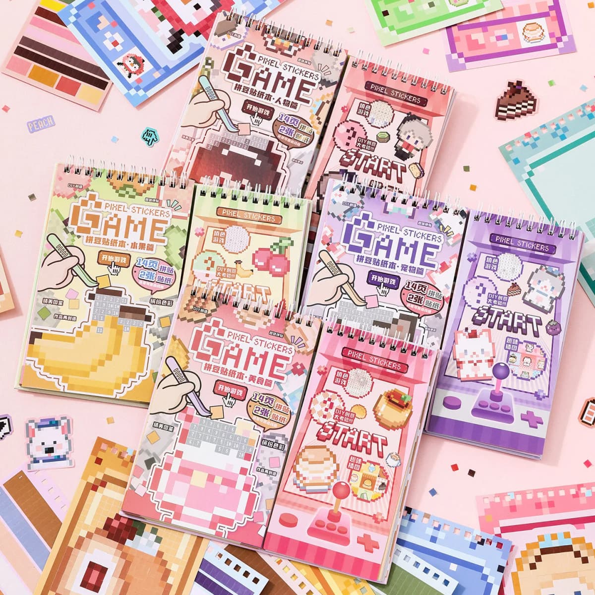 36 Sheets Pixel Bead Sticker Book, Gaming Console Theme DIY Art Craft for Scrapbooking, Guitar, Phone Case, Notebook Decoration