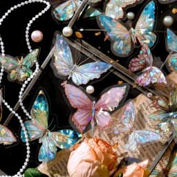 20pcs/pack Stickers Ice Crystal Laser Butterfly Laser Gold DIY Decorative Scrapbooking Material Collage Sticker Journal