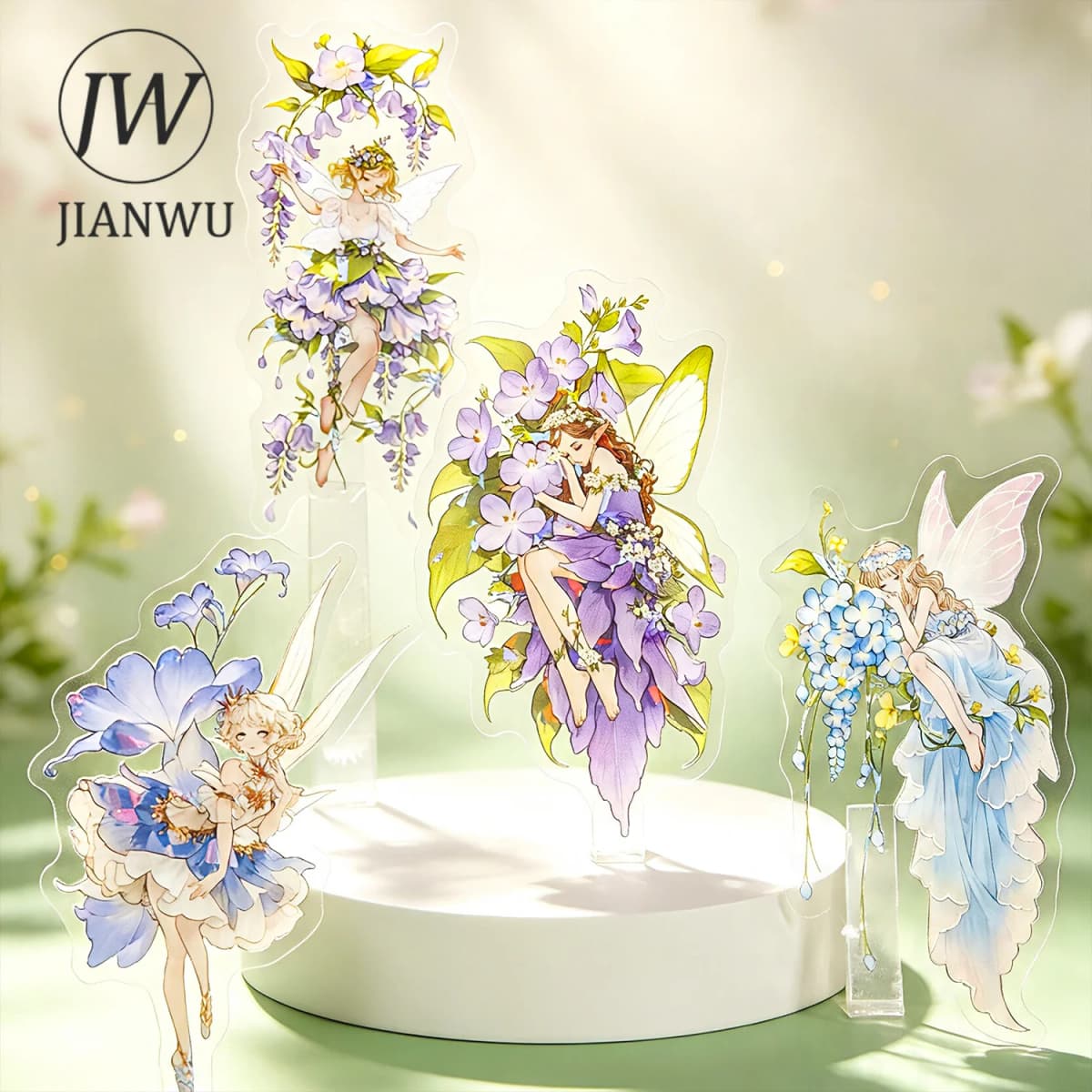 JIANWU Vintage Flower Elf Character Landscape Material Collage Scrapbooking PET Sticker Creative DIY Journal Stationery