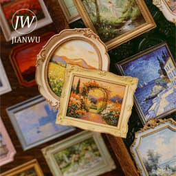 JIANWU Vintage Relief Flower Sea Painting Frame Landscape Material Collage Scrapbooking Sticker Creative DIY Journal Stationery