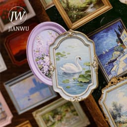 JIANWU Vintage Relief Flower Sea Painting Frame Landscape Material Collage Scrapbooking Sticker Creative DIY Journal Stationery
