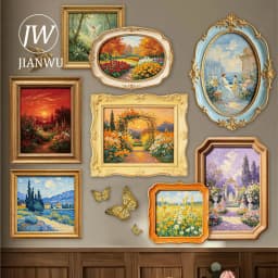 JIANWU Vintage Relief Flower Sea Painting Frame Landscape Material Collage Scrapbooking Sticker Creative DIY Journal Stationery