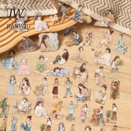 JIANWU Cute Girl Character Life Landscape Material Collage Scrapbooking PET Sticker Creative DIY Journal Stationery