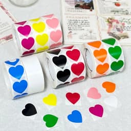 500Pcs Chroma Labels Stickers Color Code Dot Labels Stickers 1 Inch Heart Red, ,Yellow,Blue,Pink,Black,Stationery Stickers