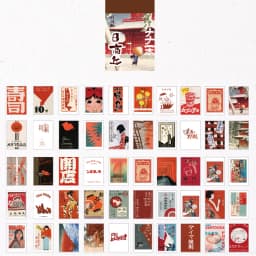 50 Japanese style series Scenery&Art Paintings Stationery Stickers Book Aesthetic Landscape Cute Bullet Journaling Decor Sticker