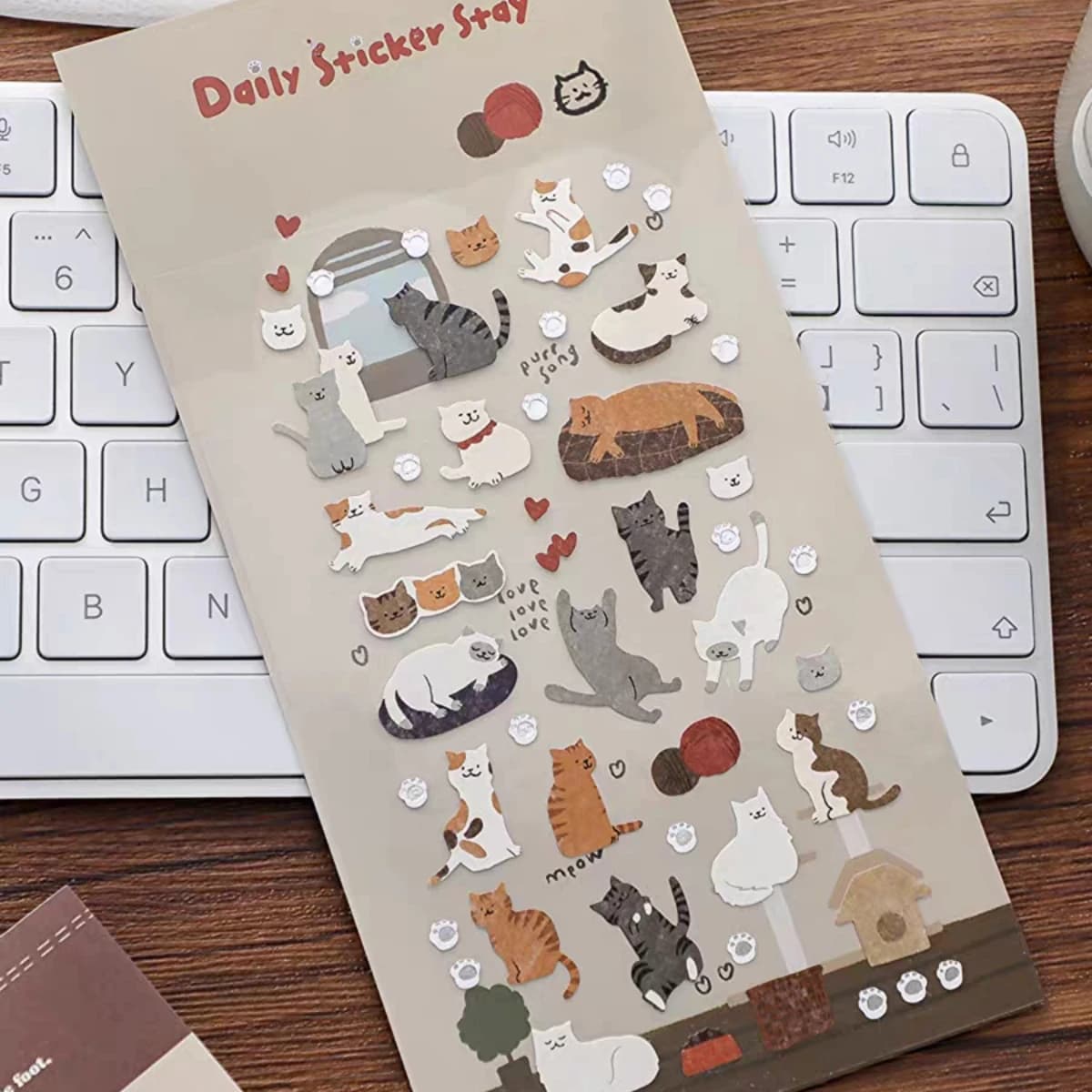 BONITO Cat Claw Silver Plated Stickers Scrapbooking Diy Journal Daily Sticker Cute Decor Gift Stationery School Supplies