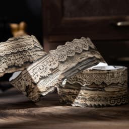 Journal GO 4x200cm Retro Lace Tape Stickers Burned Style Vintage Lace Masking Tape for Card Journaling Scrapbooking