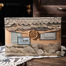 Journal GO 4x200cm Retro Lace Tape Stickers Burned Style Vintage Lace Masking Tape for Card Journaling Scrapbooking