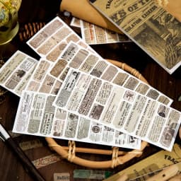 18sheets Vintage Washi Paper Label Stickers Book Letter Sticker for Decor Scrapbooking Journals Album Diary DIY Sticker
