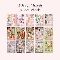 30Sheets/Book Sticker Book Retro Ins Korean Kawaii Sticker Handbook Stationery DIY Hand Account Scrapbook Diary Decoration
