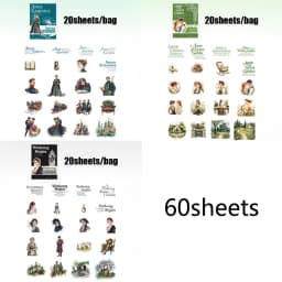 60pcs/bags Literary Stories Series Classic Story Scenery Stickers DIY Handbook Collage Materials for Frames Calendars Scrapbooks