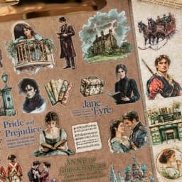 60pcs/bags Literary Stories Series Classic Story Scenery Stickers DIY Handbook Collage Materials for Frames Calendars Scrapbooks