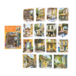 15pcs Large Size Non Repetitive Retro Street Landscape PET Stickers Creative Handbook Scrapbook DIY Material Stationery Stickers