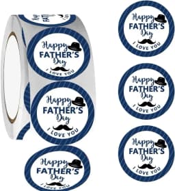 1 Roll of 500Pcs Father Day Label Stickers Dad Sticker Father's Day Gift Tags For Holiday Party Decoration Blue Beard Present