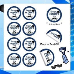 1 Roll of 500Pcs Father Day Label Stickers Dad Sticker Father's Day Gift Tags For Holiday Party Decoration Blue Beard Present