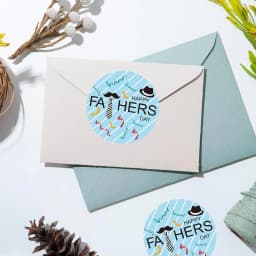 1 Roll of 500Pcs Father Day Label Stickers Dad Sticker Father's Day Gift Tags For Holiday Party Decoration Blue Beard Present