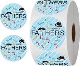1 Roll of 500Pcs Father Day Label Stickers Dad Sticker Father's Day Gift Tags For Holiday Party Decoration Blue Beard Present