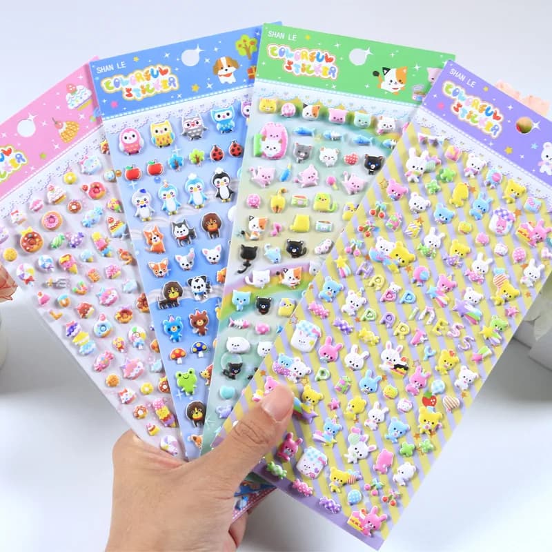 4 pcs/lot New Arrival Cute Mini Animals Puffy 3D Stickers DIY Scrapbooking Sticker Diary Stationery Decorative School Supply