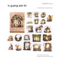 JIANWU Forest Fantasy Series Vintage Tree Flower Character Landscape Material Collage SPET Sticker Creative Journal tationery