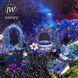 JIANWU Forest Fantasy Series Vintage Tree Flower Character Landscape Material Collage SPET Sticker Creative Journal tationery