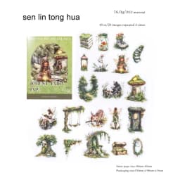 JIANWU Forest Fantasy Series Vintage Tree Flower Character Landscape Material Collage SPET Sticker Creative Journal tationery