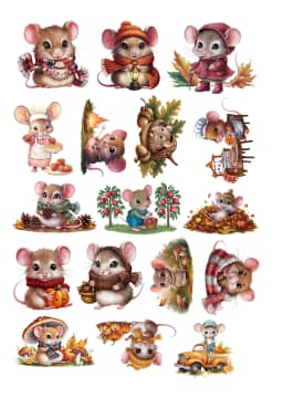 17pcs Cute Mice in Autumn Stickers for Stationery Decoration Girl Stationery,Waterproof and Journals and Notebooksks Journaling