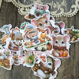 17pcs Cute Mice in Autumn Stickers for Stationery Decoration Girl Stationery,Waterproof and Journals and Notebooksks Journaling