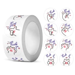 100-500 PCS 1 Inch Kawaii Cat Thank You Stickers for Small Business, Baking, Gifts, Envelopes,Kids Reward Sticker Stationery