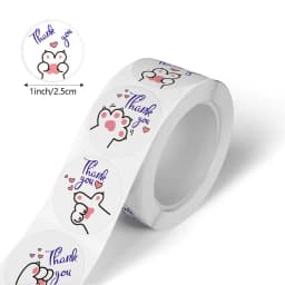 100-500 PCS 1 Inch Kawaii Cat Thank You Stickers for Small Business, Baking, Gifts, Envelopes,Kids Reward Sticker Stationery