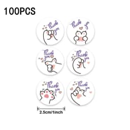 100-500 PCS 1 Inch Kawaii Cat Thank You Stickers for Small Business, Baking, Gifts, Envelopes,Kids Reward Sticker Stationery