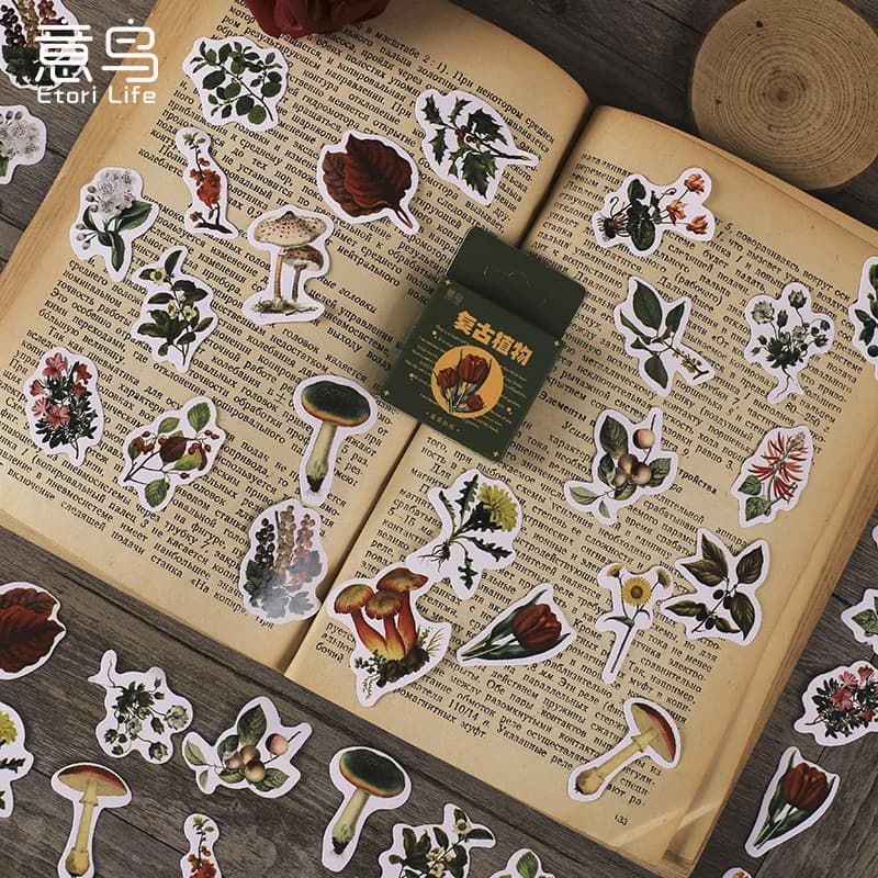 45pcs Retro Forest Series Plant Stickers Set for Scrapbooking Korean Diary Stationery Decorative Planner Sticker Collection