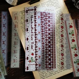 Etori Life Handmade Lace Series 30Pcs/Bag Vintage Lace Strip Stickers Pastoral Floral Artistic Journal Collage Decorative Strips for Children's Gift Paper Bags, Notebooks, Suitcases, Handmade Scrapbooking Supplies, Stamp Albums, DIY Artwork, Vintage Parties, Diaries, Pencil Cases, Stationery Stickers