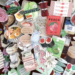 20pcs/pack Kawaii Ins Fresh Store Series Food and Coffee Material Pack DIY Scrapbook Handbook Aesthetic Stationery Supplies