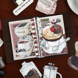 20pcs/pack Kawaii Ins Fresh Store Series Food and Coffee Material Pack DIY Scrapbook Handbook Aesthetic Stationery Supplies