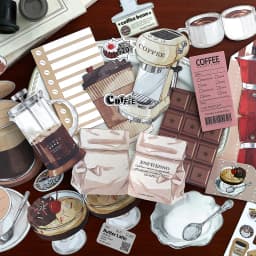 20pcs/pack Kawaii Ins Fresh Store Series Food and Coffee Material Pack DIY Scrapbook Handbook Aesthetic Stationery Supplies