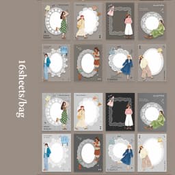 Mr.Paper 16Pcs/Book Light Sleep Manuscript Series Healing Hand-Drawn Base Sticker Pack for Journal Scrapbook DIY Handbook Decor
